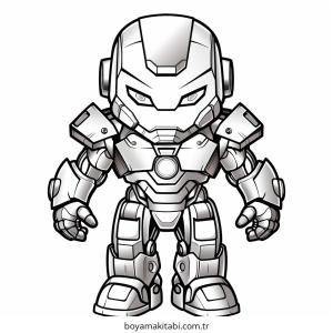 Iron Man boyama sayfası – sevimli karakter, sanatsal çalışma