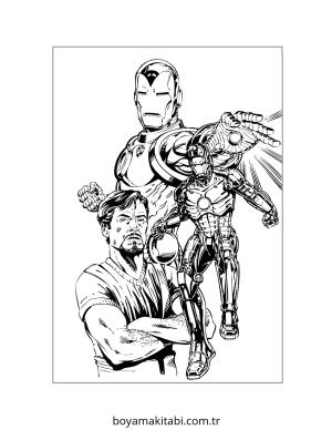 Iron Man boyama sayfası – renkli çizimler, okul öncesi