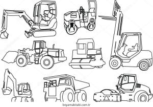 İş Makinelerı boyama sayfası – eğitici aktivite, yaratıcılık