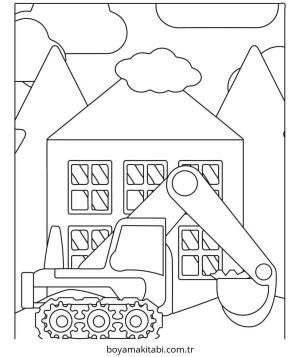 İş Makinelerı boyama sayfası – kolay boyama, eğitici aktivite