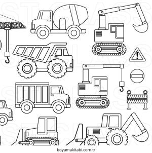 İş Makinelerı boyama sayfası – yaratıcılığı geliştirir, keyifli zaman