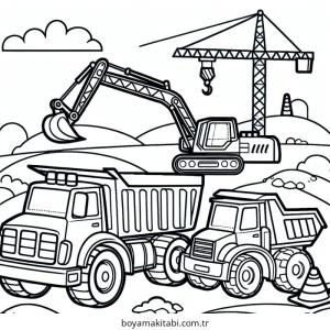 İş Makinelerı boyama sayfası – çocuk aktivitesi, PDF indir