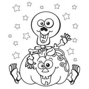 Iskelet boyama sayfası,  coloring page, Kabak ile karikatür Iskelet, 