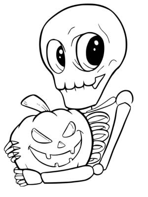 Iskelet boyama sayfası,  coloring page, Balkabağı tutan Iskelet, 