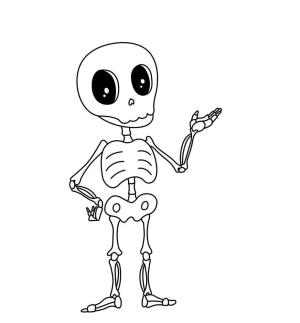 Iskelet boyama sayfası,  coloring page, Şirin Chibi İskeleti, 