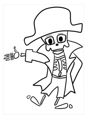 Iskelet boyama sayfası,  coloring page, Chibi Korsan İskeleti, 