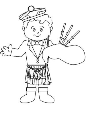 İskoçya boyama sayfası,  coloring page, İskoç çocuk, 