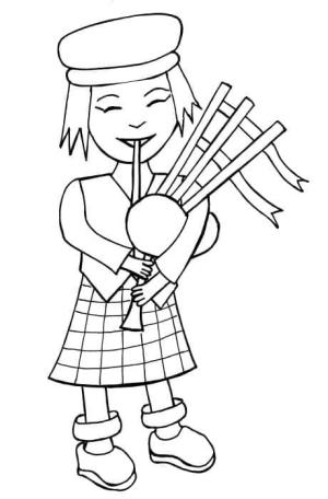 İskoçya boyama sayfası,  coloring page, İskoç Kız, 