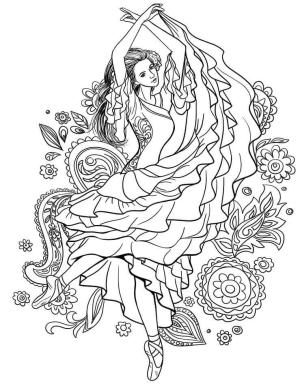 Ispanya boyama sayfası,  coloring page, Çingene Dansı Carmen, 