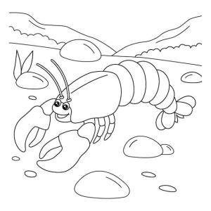 Istakoz boyama sayfası,  coloring page, Eğlenceli Karikatür ıstakoz, 