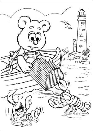 Istakoz boyama sayfası,  coloring page, Bebek Fozzie ıstakoz Avlıyor, 