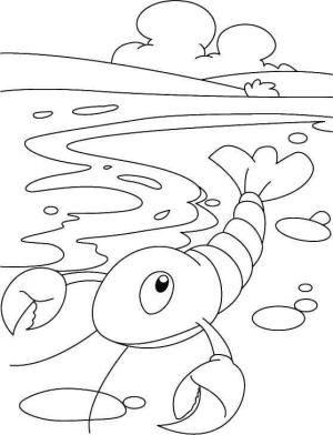 Istakoz boyama sayfası,  coloring page, Denizde Karikatür ıstakoz, 