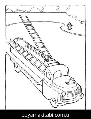 İtfaiye Aracı boyama sayfası – sanatsal çalışma, çocuklar için