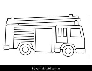 İtfaiye Aracı boyama sayfası – sevimli karakter, sanatsal çalışma