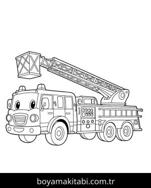 İtfaiye Kamyonu boyama sayfası – kolay boyama, eğitici aktivite