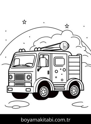 İtfaiye Kamyonu boyama sayfası – keyifli zaman, renkli çizimler