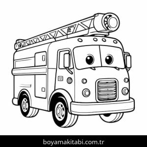 İtfaiye Kamyonu boyama sayfası – el becerilerini geliştirir, boyama çalışması