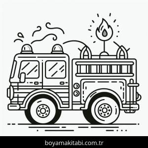 İtfaiye Kamyonu boyama sayfası – keyifli zaman, renkli çizimler