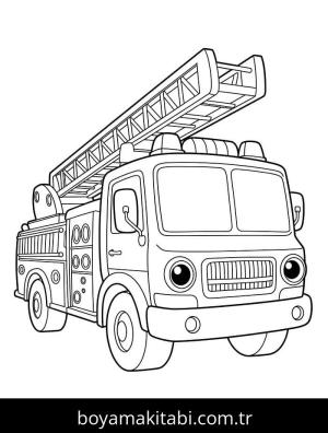 İtfaiye Kamyonu boyama sayfası – el becerilerini geliştirir, boyama çalışması