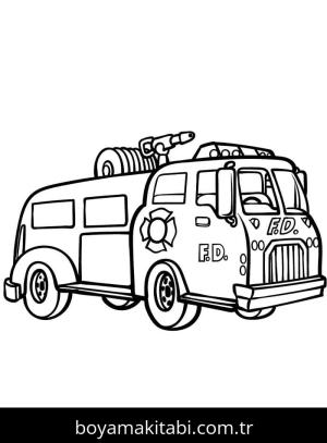İtfaiye Kamyonu boyama sayfası – renkli çizimler, okul öncesi