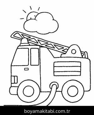 İtfaiye Kamyonu boyama sayfası – renkli çizimler, okul öncesi