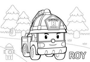 İtfaiye Kamyonu boyama sayfası,  coloring page, Robocar Roy’u kov., 