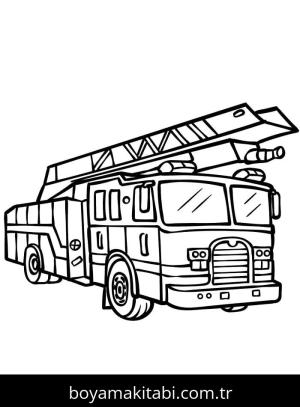 İtfaiye Kamyonu boyama sayfası – basit çizim, kolay boyama