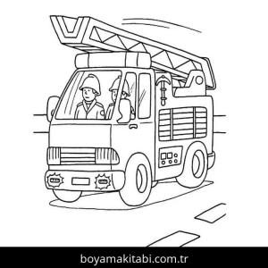 İtfaiye Kamyonu boyama sayfası – kolay boyama, eğitici aktivite