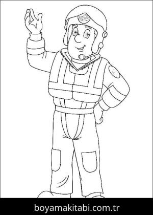 İtfaiyeci sam boyama sayfası – PDF indir, sevimli karakter