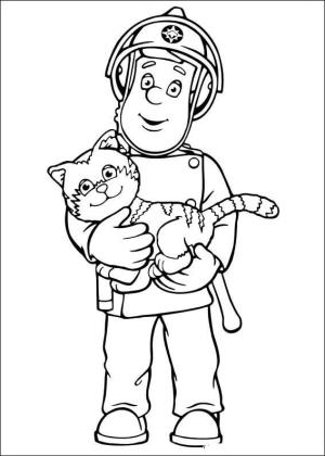 İtfaiyeci sam boyama sayfası,  coloring page, İtfaiyeci Sam Tutan Kedi, 