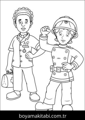 İtfaiyeci sam boyama sayfası – sevimli karakter, sanatsal çalışma