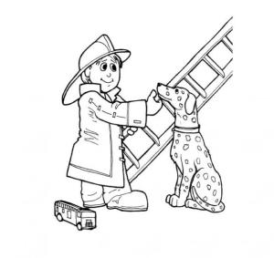 İtfaiyeci sam boyama sayfası,  coloring page, James Jones ve Köpek, 