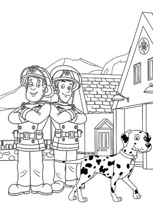 İtfaiyeci sam boyama sayfası,  coloring page, Itfaiyeci Sam ve Takim Arkadaslari kopekle, 