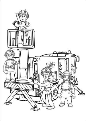 İtfaiyeci sam boyama sayfası,  coloring page, Temel İtfaiyeci Sam ve Takım Arkadaşları, 