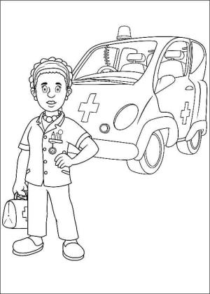 İtfaiyeci sam boyama sayfası,  coloring page, Araba ile Helen Sel, 