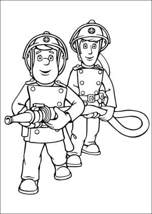 İtfaiyeci sam boyama sayfası,  coloring page, İtfaiyeci Sam ve Takım Arkadaşları Hortum Tutuyor, 