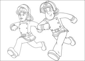 İtfaiyeci sam boyama sayfası,  coloring page, Penny ve İtfaiyeci Sam Koşuyor, 