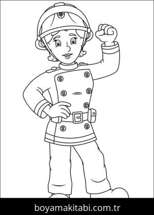 İtfaiyeci sam boyama sayfası – çizgi film temalı, basit çizim