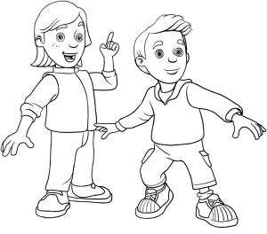 İtfaiyeci sam boyama sayfası,  coloring page, İtfaiyeci Sam’den Sarah ve James, 