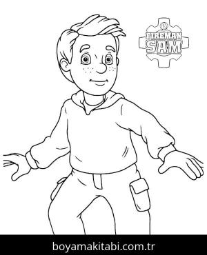 İtfaiyeci sam boyama sayfası – basit çizim, kolay boyama