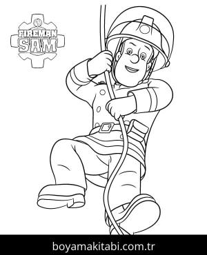 İtfaiyeci sam boyama sayfası – PDF indir, sevimli karakter