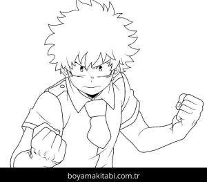 Izuku Midoriya boyama sayfası – çocuk aktivitesi, PDF indir