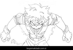 Izuku Midoriya boyama sayfası – basit çizim, kolay boyama