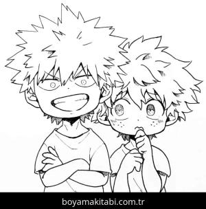 Izuku Midoriya boyama sayfası – eğitici aktivite, yaratıcılık