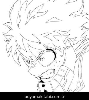 Izuku Midoriya boyama sayfası – sevimli karakter, sanatsal çalışma