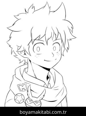 Izuku Midoriya boyama sayfası – sanatsal çalışma, çocuklar için