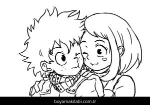 Izuku Midoriya boyama sayfası – çizgi film temalı, basit çizim