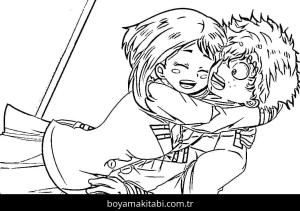 Izuku Midoriya boyama sayfası – kolay boyama, eğitici aktivite
