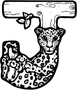 J Harfi boyama sayfası,  coloring page, J Harfi şirin Jaguar, 