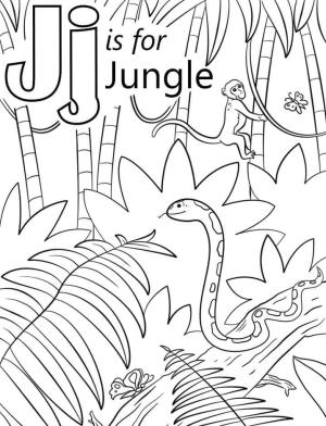 J Harfi boyama sayfası,  coloring page, Orman Harfi J, 